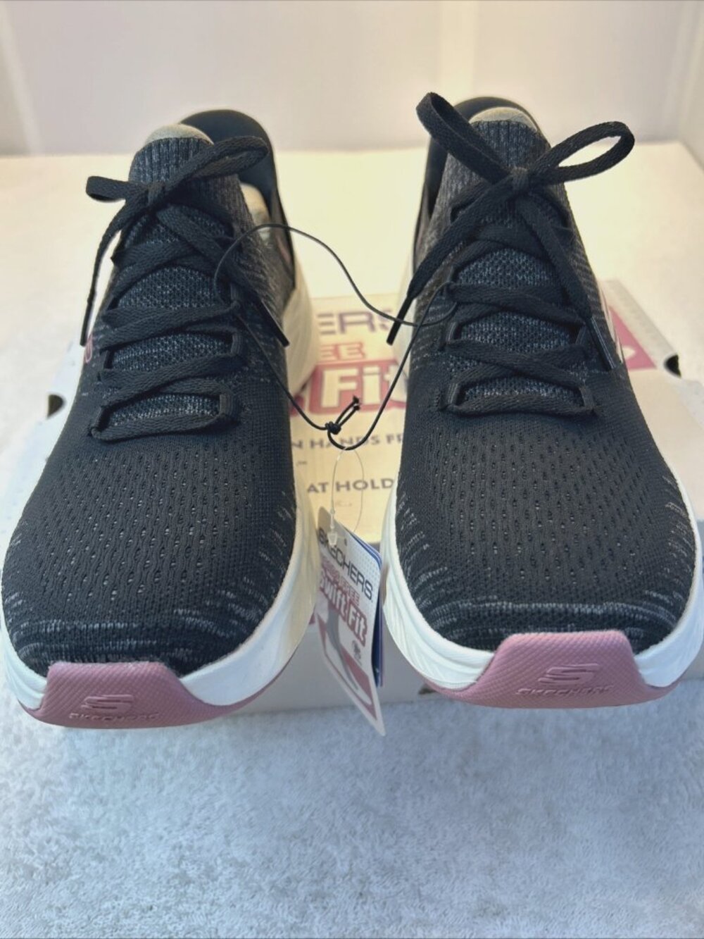 Skechers Swift Fit Hands Free Slip-In Sneakers Black/Pink Women SZ 10 New in Box - Picture 2 of 8